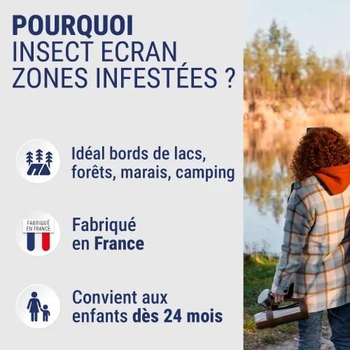 Спрей от комаров Insect Ecran Zones Infestées для кемпинга леса и отдыха у воды с 2 лет защита 8 часов 100 мл - изображение 3