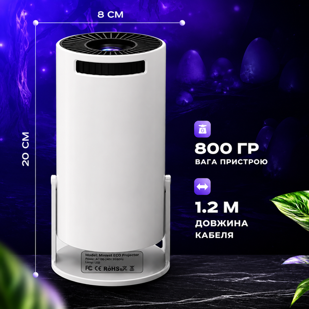 Портативный смарт-проектор для домашнего кинотеатра, Android 12, Wi-Fi, LED. - изображение 4