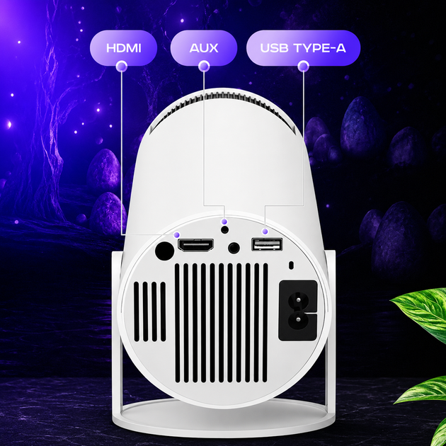 Портативный смарт-проектор для домашнего кинотеатра, Android 12, Wi-Fi, LED. - изображение 5