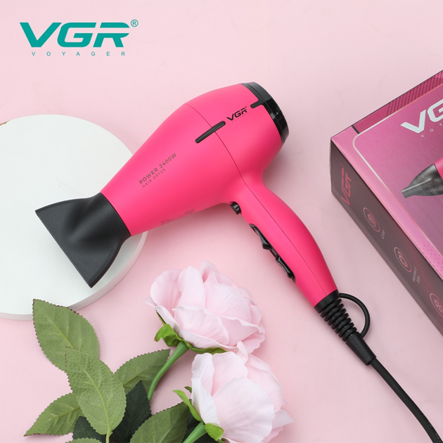 Фен профессиональный для волос VGR V-457 2 скорости 3 температурных режима холодный обдув 2400 Вт Розовый - изображение 4