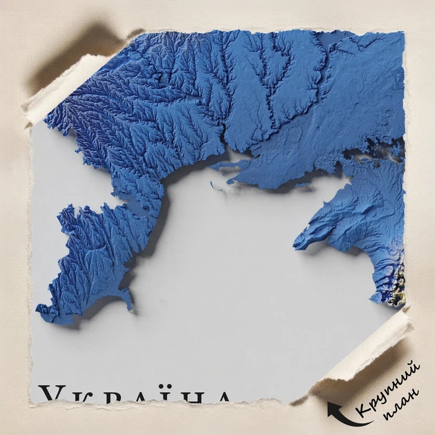 Постер Украина, карта рельефа, патриотический декор, география, A3 30×40 см (id4677) - изображение 4
