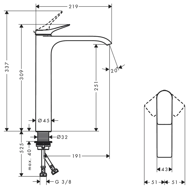 Hansgrohe Vivenis 250 Змішувач для умивальника, хром (75042000) - зображення 4