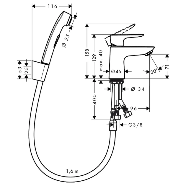 Hansgrohe Talis E 110 Змішувач для умивальника, хром (71729000) - зображення 2