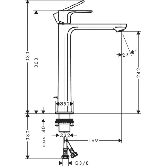 Hansgrohe Rebris S 240 CoolStart Смеситель для умывальника, хром (72580000) - Фото 4 Hansgrohe Rebris S 240 CoolStart Смеситель для умывальника, хром (72580000) - изображение 4