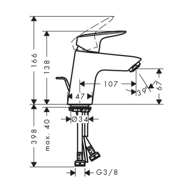Hansgrohe Logis 70 Смеситель для умывальника, хром (71070000) - Фото 6 Hansgrohe Logis 70 Смеситель для умывальника, хром (71070000) - изображение 6