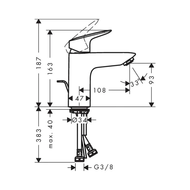 Hansgrohe Logis 100 Смеситель для умывальника, хром (71100000) - Фото 4 Hansgrohe Logis 100 Смеситель для умывальника, хром (71100000) - изображение 4