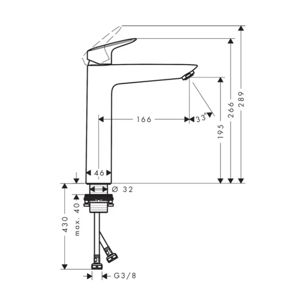Hansgrohe Logis 190 Змішувач для умивальника, хром (71091000) - зображення 3