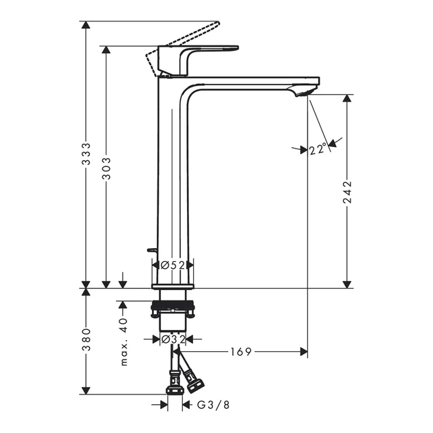 Hansgrohe Rebris S Смеситель для раковины, черный матовый (72590670) - изображение 3