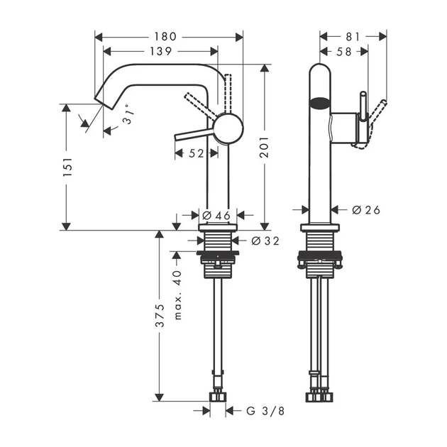 HANSGROHE Tecturis S Смеситель для раковины, хром (73340000) - изображение 4