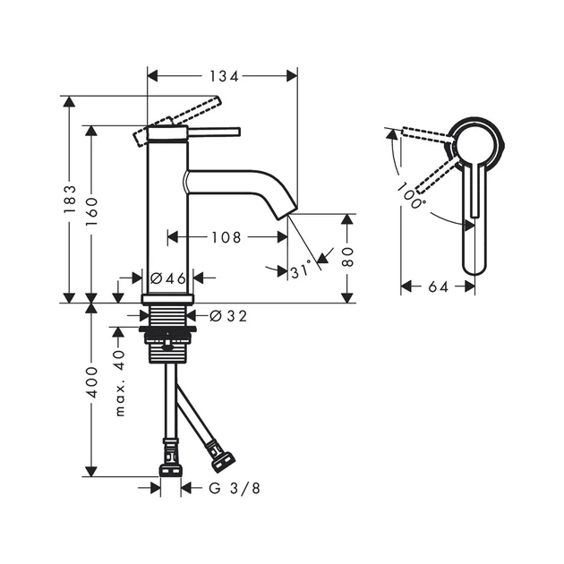 Hansgrohe Tecturis S Змішувач для раковини, чорний матовий (73301670) - Фото 3 Hansgrohe Tecturis S Змішувач для раковини, чорний матовий (73301670) - зображення 3