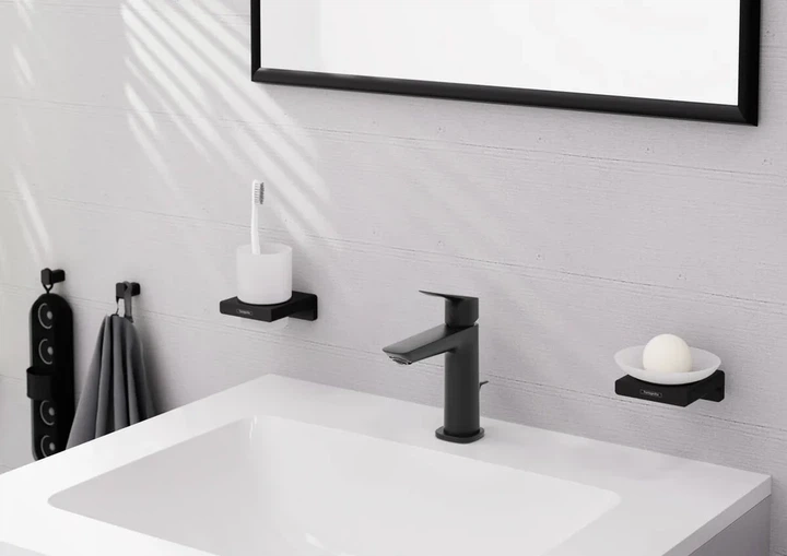 Hansgrohe Logis Fine 100 Смеситель для раковины, черный матовый (71251670) - Фото 2 Hansgrohe Logis Fine 100 Смеситель для раковины, черный матовый (71251670) - изображение 2