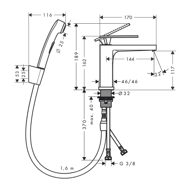 HANSGROHE Tecturis E Змішувач для раковини, чорний матовий (73210670) - зображення 2