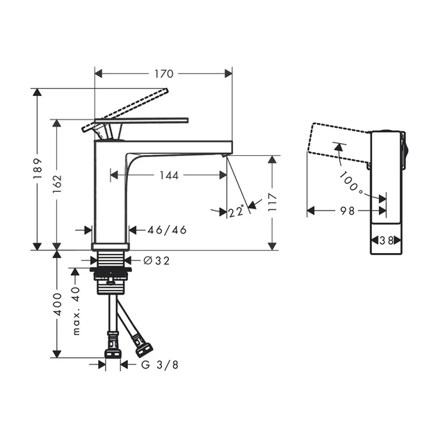 Hansgrohe Tecturis E Змішувач для раковини, чорний матовий (73012670) - зображення 5