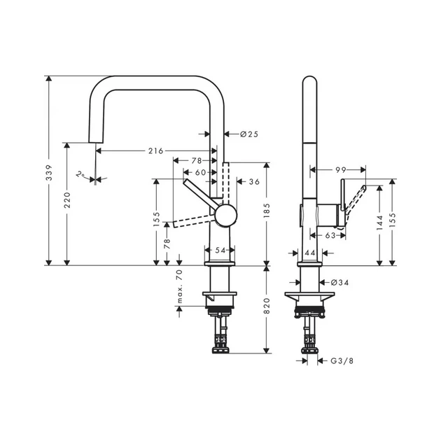 Hansgrohe Talis M54 U 220 Смеситель для кухни, черный матовый (72806670) - изображение 5