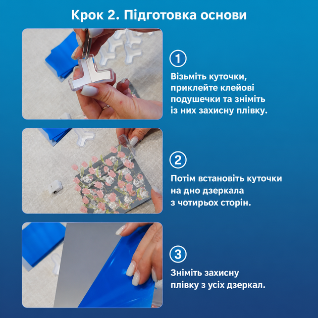 Зеркальный куб-ночник 2в1 Голубые тюльпаны, DIY-набор для творчества и декора - изображение 7