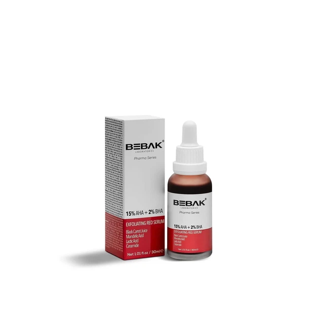 Червона сироватка-пілінг для обличчя Bebak Pharma з AHA-BHA-PHA кислотами, 30 мл - Фото 2 Червона сироватка-пілінг для обличчя Bebak Pharma з AHA-BHA-PHA кислотами, 30 мл - зображення 2