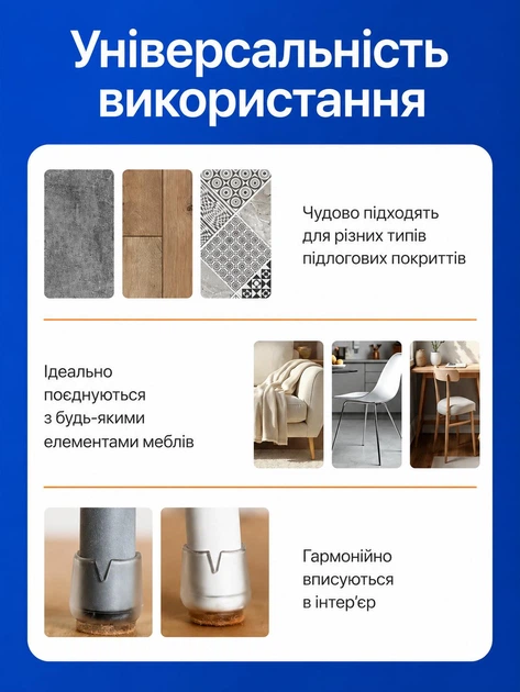 Силіконові накладки на ніжки меблів 25–29 мм 4 шт. Прозорі ковпачки на ніжки стільців Захист підлоги від подряпин Безшумні насадки на ніжки столу, Захист меблів - изображение 2