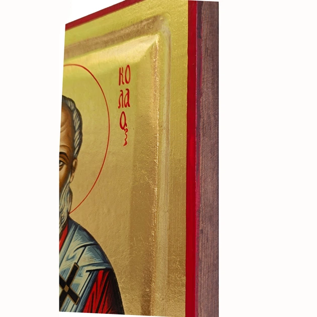 Писаная икона Святитой Николай Чудотворец 22,5×28,5 см - изображение 4