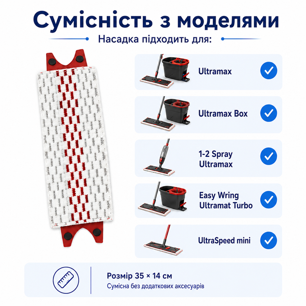 Змінна насадка для швабри Vileda Ultramax комплект 4 шт прямокутна вологопоглинаюча насадка 2 в 1 для прибирання з мікрофібри багаторазова насадка для швабри віледа ультрамакс - зображення 3