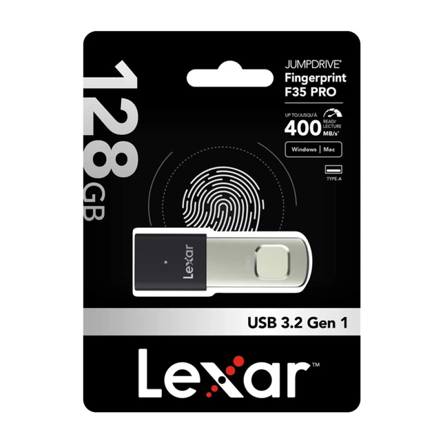 Флеш-накопичувач Lexar Fingerprint F35 Pro USB 3.2 128GB (LJDF35P128G-RNBNG) - Фото 6 Флеш-накопичувач Lexar Fingerprint F35 Pro USB 3.2 128GB (LJDF35P128G-RNBNG) - зображення 6