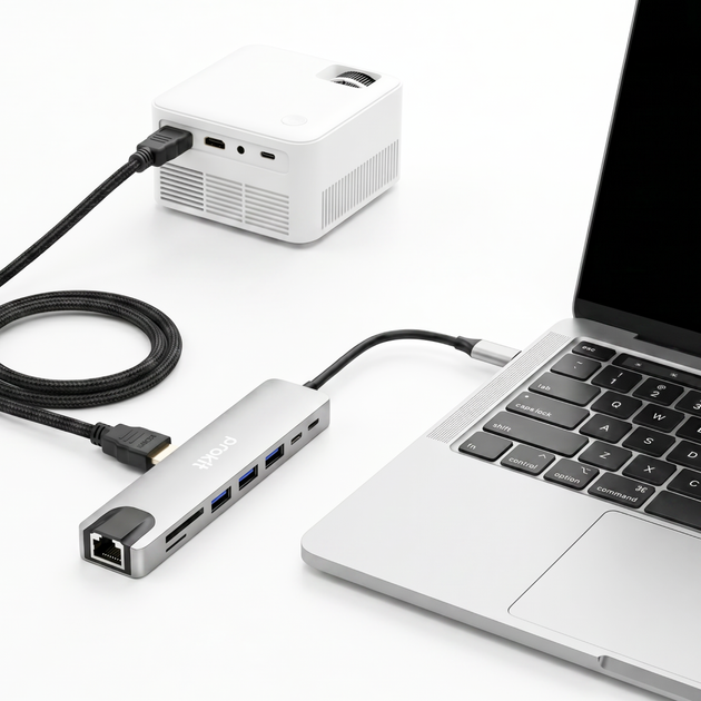 USB Type-C хаб, концентратор с быстрой зарядкой (Ethernet, HDMI, 8 в 1) - изображение 5