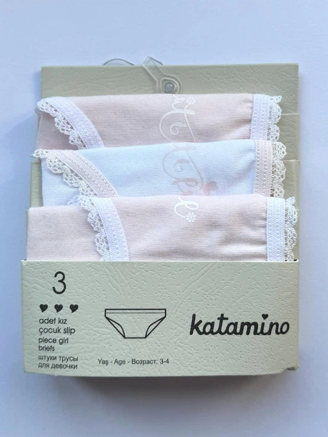 Трусики для девочки Katamino Набор 3 пары Белые/ Молочные/ Розовые 98-104 / 3-4 года - изображение 2