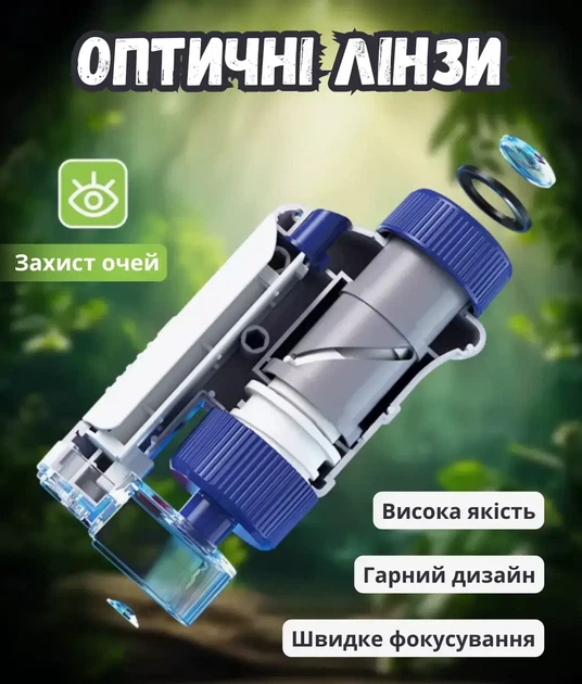 Детский портативный микроскоп 60-200X с подставкой, карманный пластиковый с фокусировкой и зумом, для обучения и опытов Желтый - изображение 4