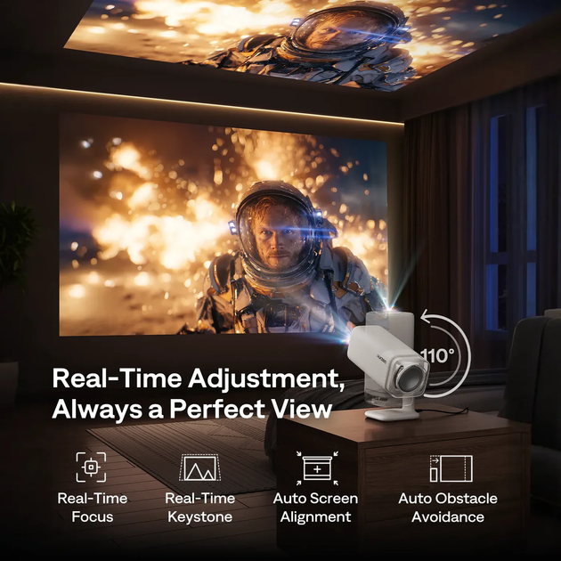 Розумний проектор Aurzen BOOM air 4k з підтримкою Google TV білий - изображение 4