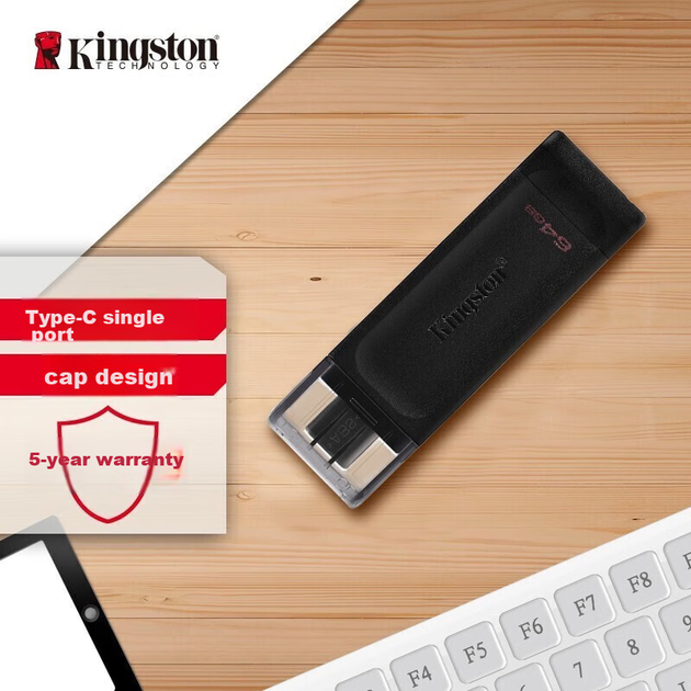 Флеш-накопитель Kingston DT70 64 ГБ USB 3.2 Gen1 Type-C большой емкости для телефонов, черный, совместим с Android и Apple, универсальный USB-накопитель для автомобиля и компьютера. - изображение 9