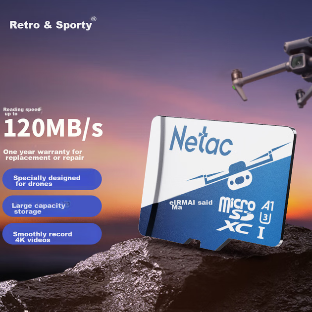 Карта пам'яті Netac microSD 128 ГБ U3 A1 V30 4K для дронів та екшн-камер - Фото 4 Карта пам'яті Netac microSD 128 ГБ U3 A1 V30 4K для дронів та екшн-камер - зображення 4