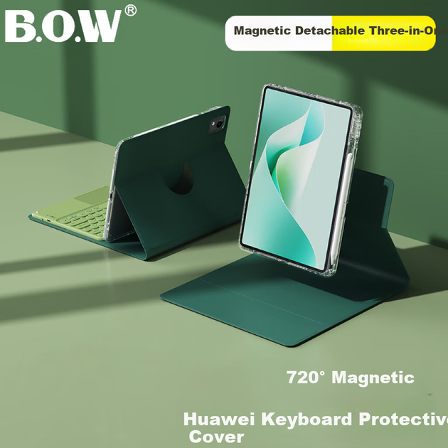 Чехол BOW Hangshi HC039 для Huawei MatePad 11 и MatePad SE магнитный с держателем для стилуса, темно-зеленый - Фото 4 Чехол BOW Hangshi HC039 для Huawei MatePad 11 и MatePad SE магнитный с держателем для стилуса, темно-зеленый - изображение 4