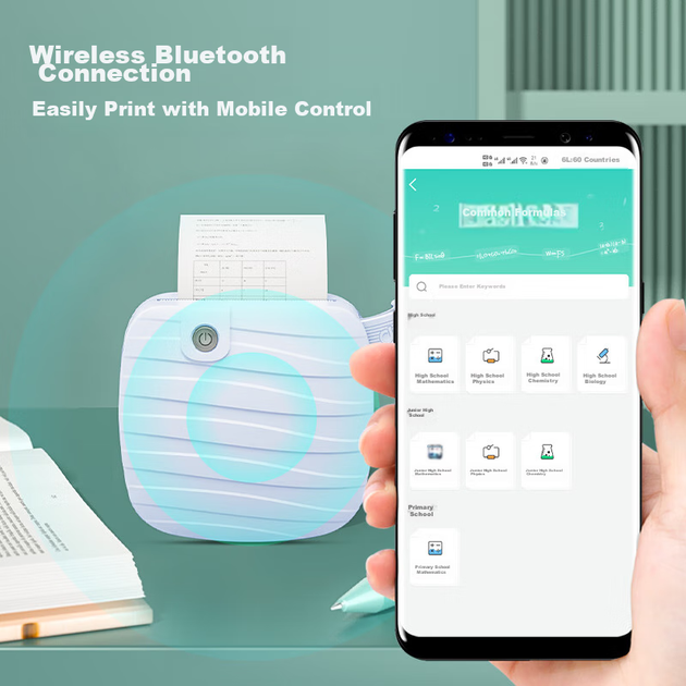 Термопринтер Deli GE220 Blue для печати работ над ошибками, портативный, для фотографий и этикеток, 2 дюйма, разрешение 200 dpi - изображение 6