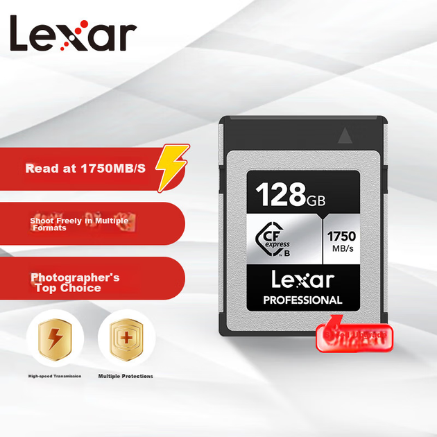 Карта памяти Lexar 128 ГБ CFexpress Type B, скорость чтения 1750 МБ/с, совместима с Fuji, Canon, Nikon, запись 8K Ultra HD, карта CFE (серебристая). - изображение 4