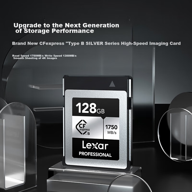 Карта памяти Lexar 128 ГБ CFexpress Type B, скорость чтения 1750 МБ/с, совместима с Fuji, Canon, Nikon, запись 8K Ultra HD, карта CFE (серебристая). - изображение 6