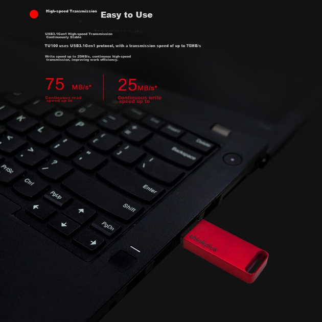 Флеш память USB Lenovo ThinkPlus TU100 64GB USB 3.2 Gen1 Red - изображение 6