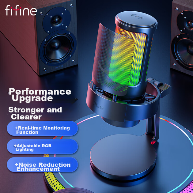 Микрофон FIFINE для прямых трансляций, караоке, записи, озвучивания, игр, ноутбуков и настольных компьютеров, записи видео для TikTok, коротких видеороликов, онлайн-уроков, конденсаторный проводной USB-микрофон A8 с шумоподавлением - изображение 4
