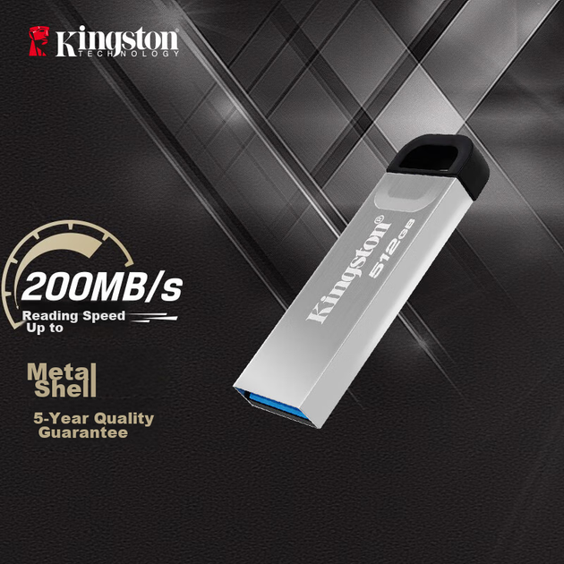Флеш-накопитель Kingston 512 ГБ USB 3.2 Gen 1, DTKN, большая емкость, металлический корпус, скорость чтения 200 МБ/с, подходит для учебы, офиса, аукционов, компьютера и автомобиля. - изображение 9