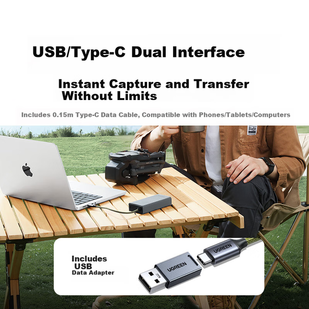 Кардридер UGREEN USB и Type-C для карт SD и TF, для фотокамер, ПК и смартфонов - изображение 7