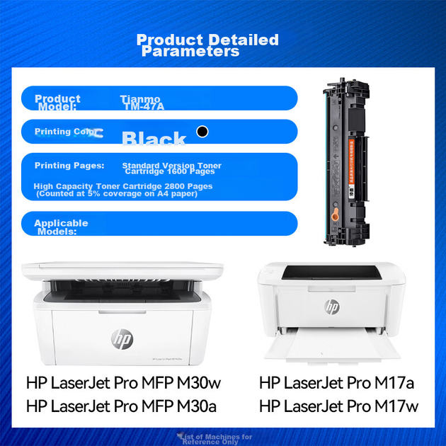 Сумісний з картриджем Tianmo для тонеру HP LaserJet Pro MFP M30w, картриджем M17a, чорнильним картриджем для принтера M17w, блоком фотобарабана M30a M29a M16a M29w M16w CF247A - зображення 5