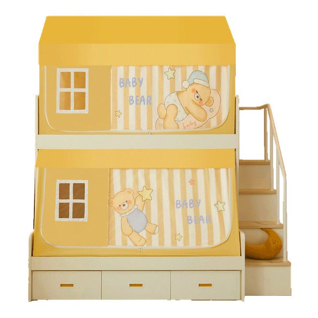 Затемняющая штора Cottonfaith Home для двухъярусной кровати, защитный забор от комаров для детей и младенцев, каркас для трехдверной верхней койки, 0,9 метра. - изображение 4