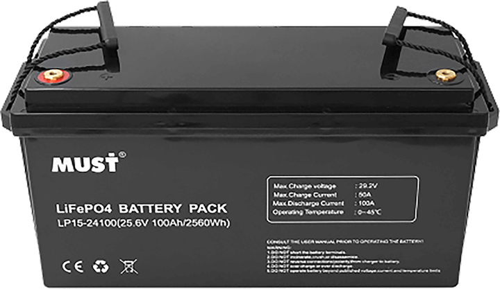 Акумуляторна батарея Must LP1500-24100 24В 100Аг LiFePO4 - зображення 2