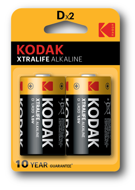 Батарейка Kodak XtraLife D / LR20 Alkaline 1.5v (2 шт) - Фото 1 Батарейка Kodak XtraLife D / LR20 Alkaline 1.5v (2 шт) - зображення 1