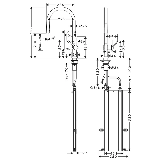 Hansgrohe Talis 210 Смеситель для кухни, черный матовый (72801670) - изображение 8