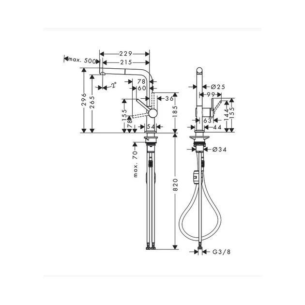Hansgrohe Talis M54 270 Смеситель для кухни, черный матовый (72845670) - Фото 2 Hansgrohe Talis M54 270 Смеситель для кухни, черный матовый (72845670) - изображение 2