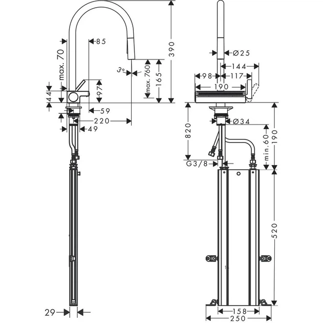 Hansgrohe Aquno Select 170 3jet Кухонный смеситель, хром (73831000) - изображение 11