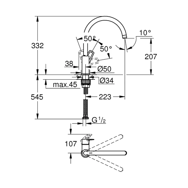 Grohe BauLoop New Змішувач для кухні, хром (31232001) - зображення 5