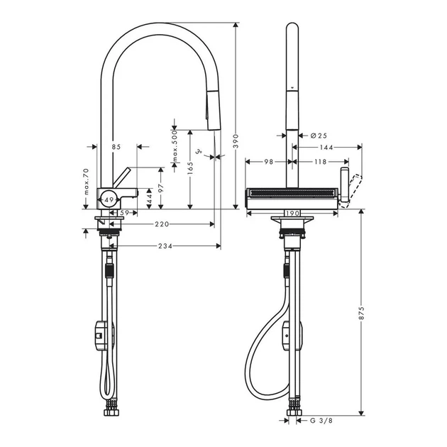 Hansgrohe Aquno Select 170 3jet Смеситель кухонный, хром (73837000) - Фото 10 Hansgrohe Aquno Select 170 3jet Смеситель кухонный, хром (73837000) - изображение 10