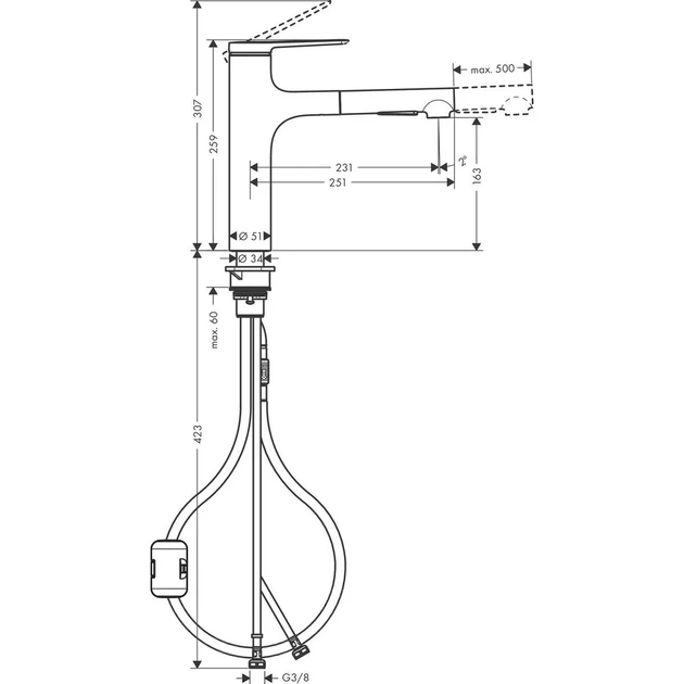 Hansgrohe Zesis M33 160 Смеситель для кухни, черный (74801670) - изображение 2