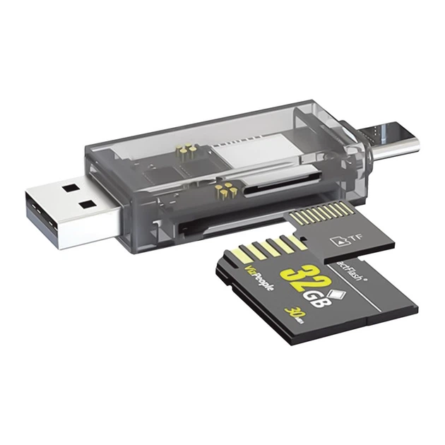 Кардрідер WALKER WCD-72 microSD, SD (вихід USB2.0, Type-C) прозорий - зображення 5