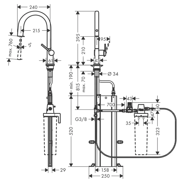 Hansgrohe Aqittura M91 Смеситель для кухни, хром (76826000) - изображение 4